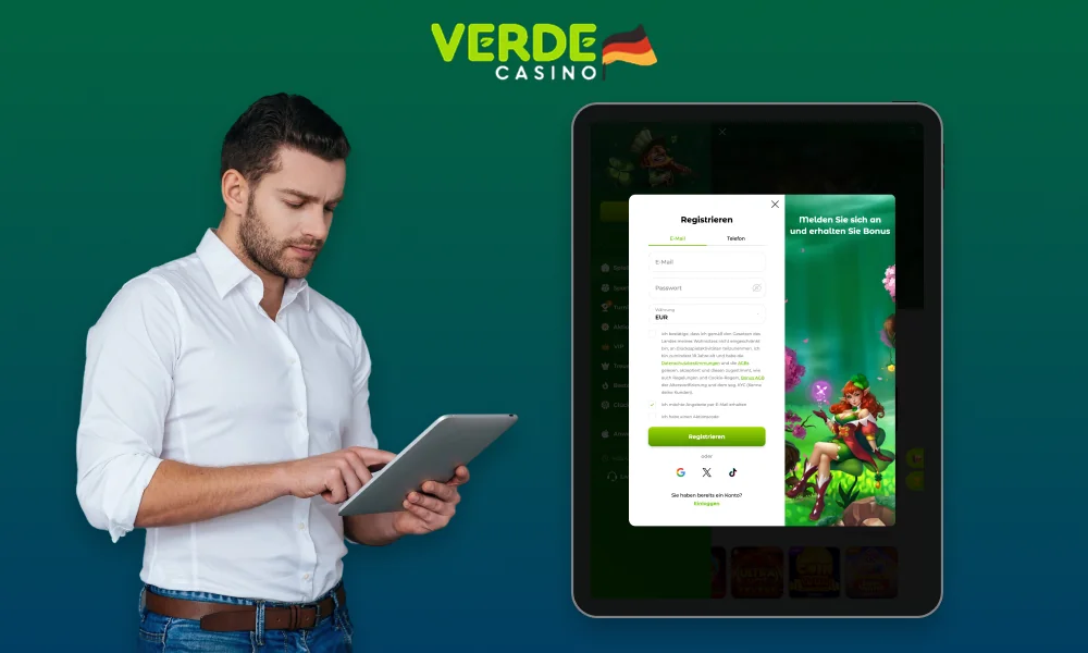 Mit der Registrierung bei Verde Casino Deutschland erhält der Nutzer Zugang zu allen Funktionen der Plattform