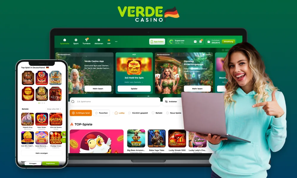 Verde Casino in Deutschland bietet seinen Nutzern tausende von Glücksspielen an, von Spielautomaten bis hin zu Live-Casinos mit Live-Dealern
