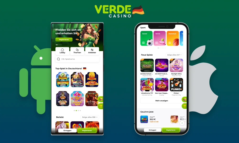 Die Verde Casino Mobile App kann sowohl für Android als auch für iOS heruntergeladen werden